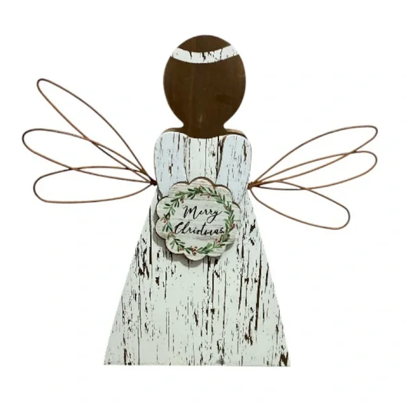 Wooden Angel with Wire Wings - Picture 1 of 2